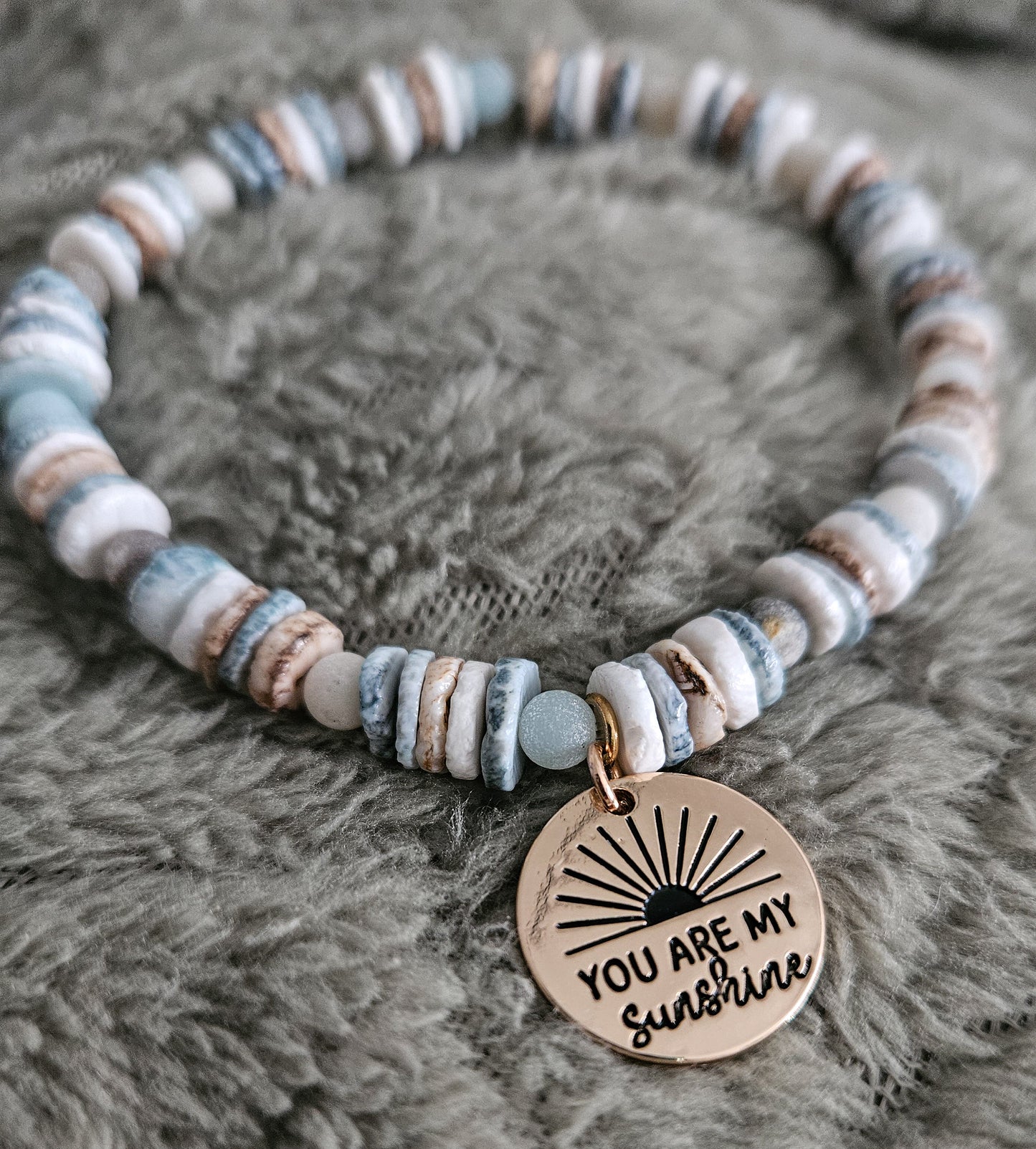 Amazonite & Dyed Shell Bracelet - You Are My Sunshine