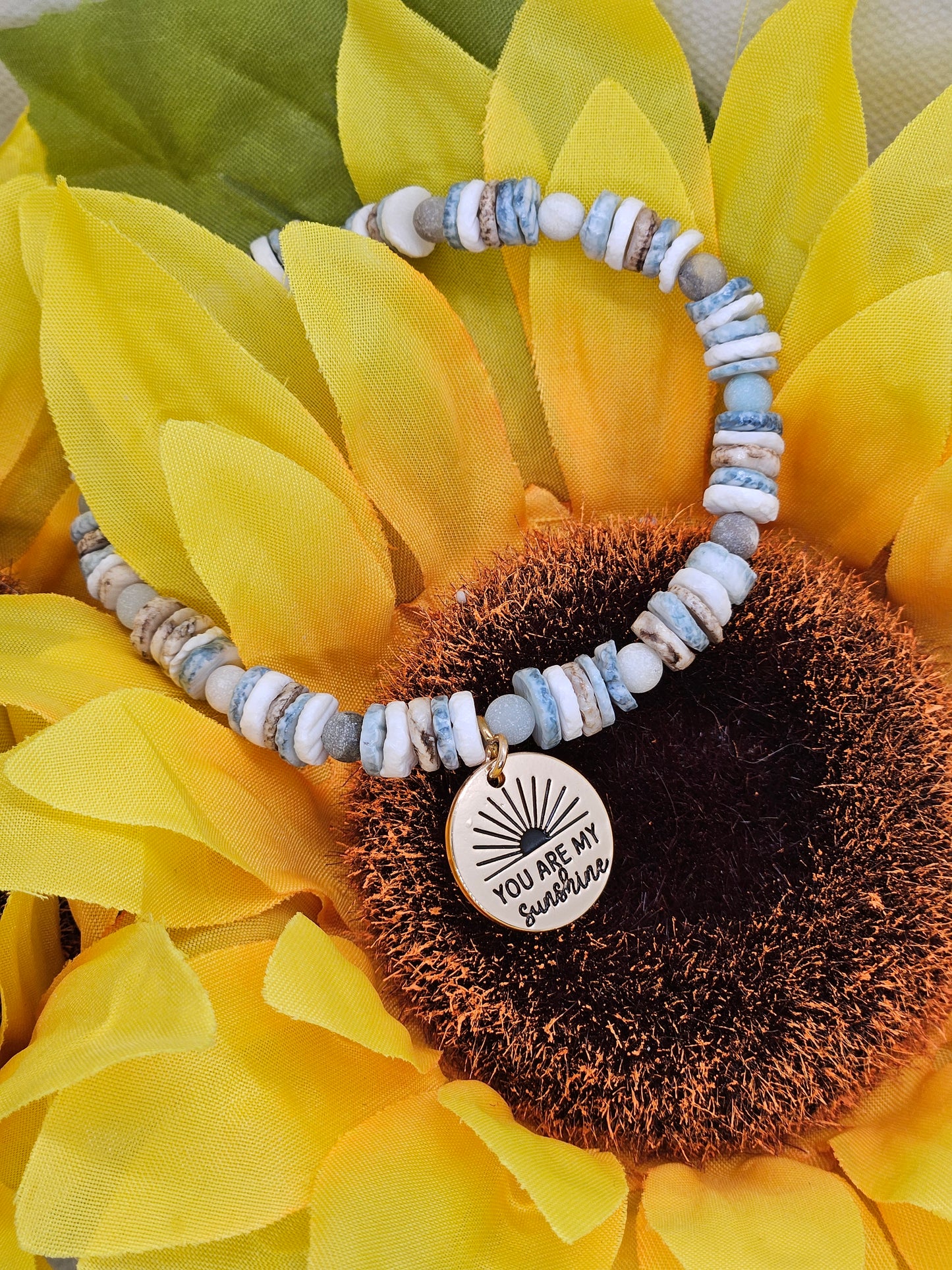 Amazonite & Dyed Shell Bracelet - You Are My Sunshine