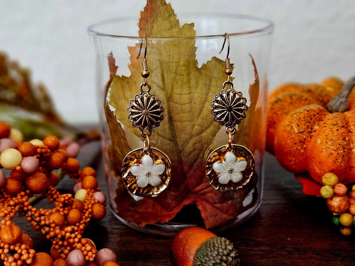 Dangle Cherry Blossom Flower Earrings