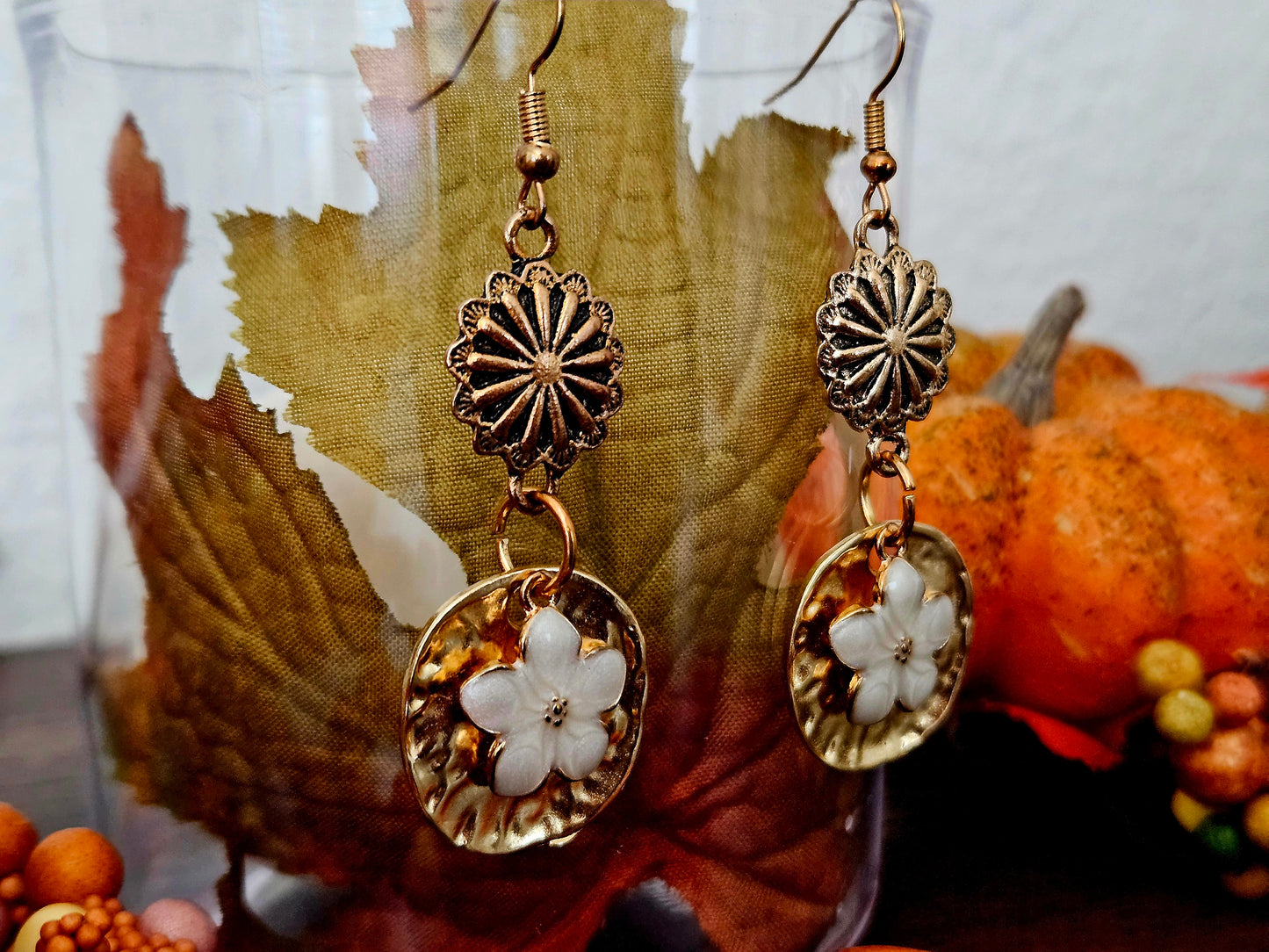 Dangle Cherry Blossom Flower Earrings