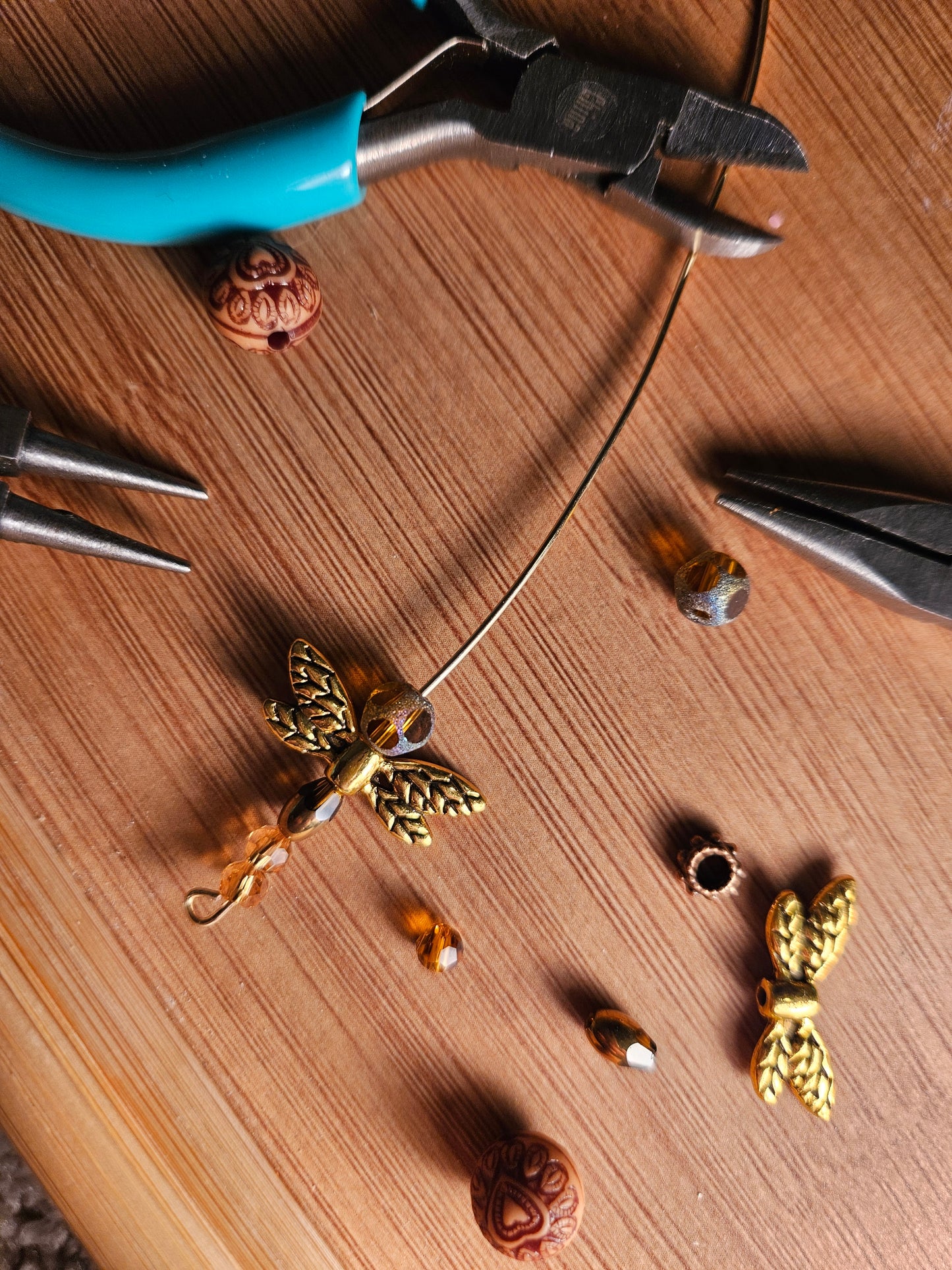 Gold Paperclip Chain Dragonfly Necklace