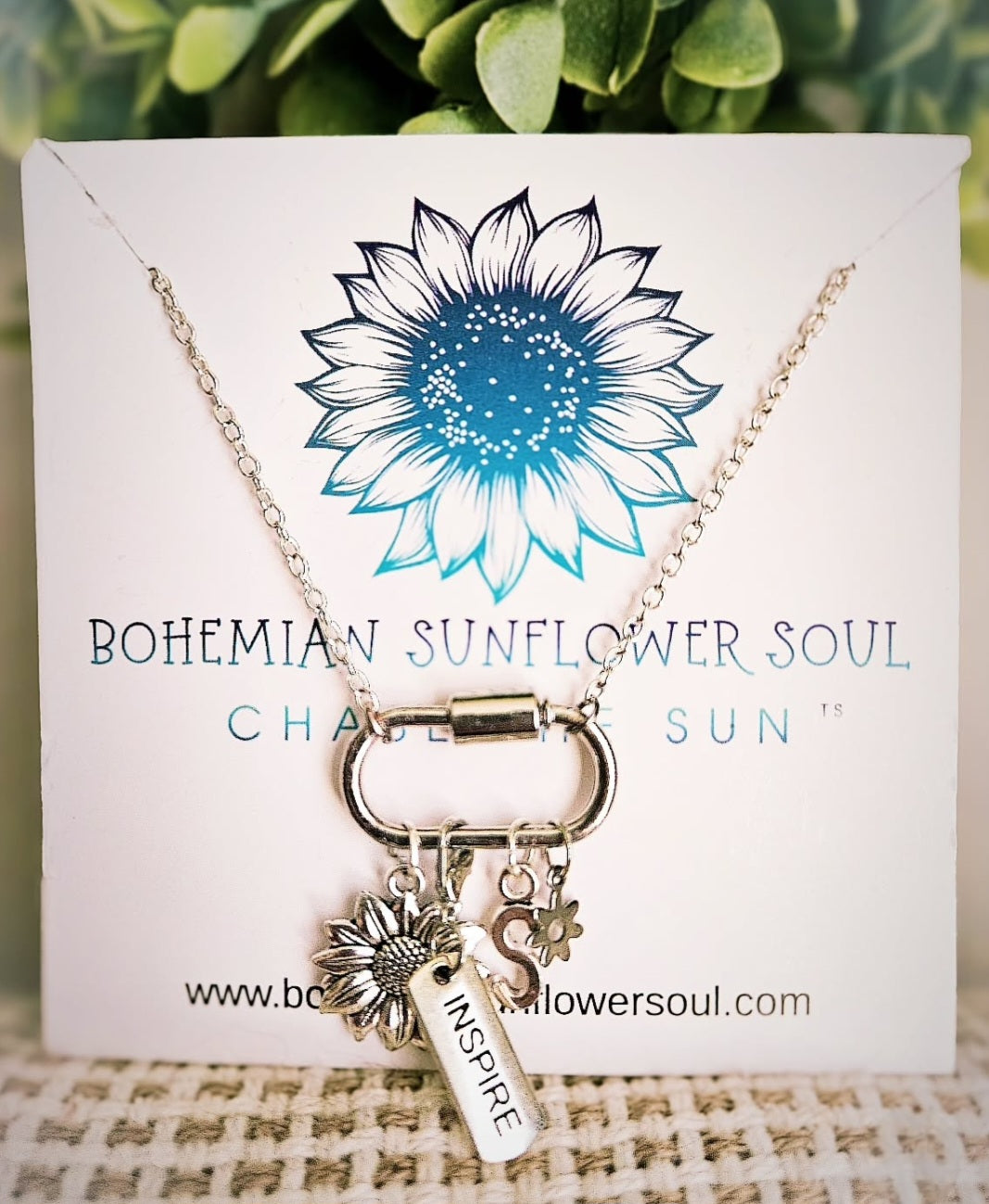Personalized Carabiner Inspire Charm Necklace